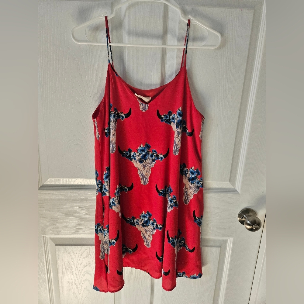 Peach Love California Skull Floral Boho Dress